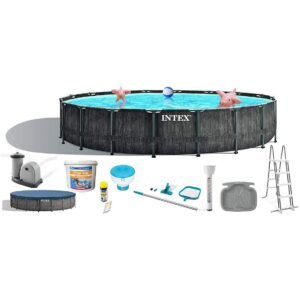 INTEX Greywood Prism Frame Pool + umfangreiches Zubehör Pool