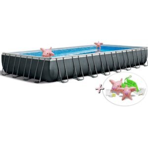 INTEX INTEX 26378NP - Framepool-Set Steinbach Ultra Quadra XTR (975x488x132cm) + aufblasbare Schwimmtiere Swimmingpool