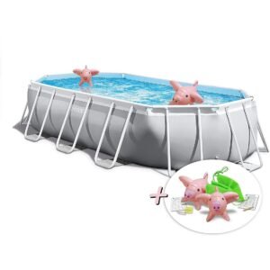 INTEX Prism Frame Oval 26796GN + aufblasbare Schwimmtiere Swimmingpool