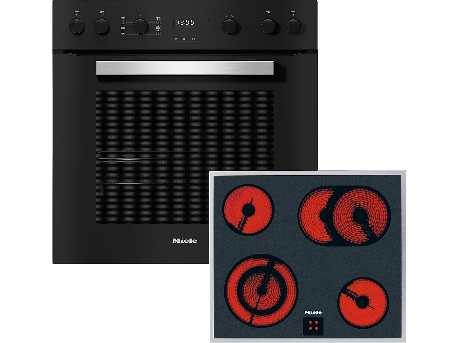 MIELE TwinSet Comfort (Backofen H 2459 E und Kochfeld KM 6003 LPT), Einbauherdset (Elektrokochfeld, A+, 76 l)