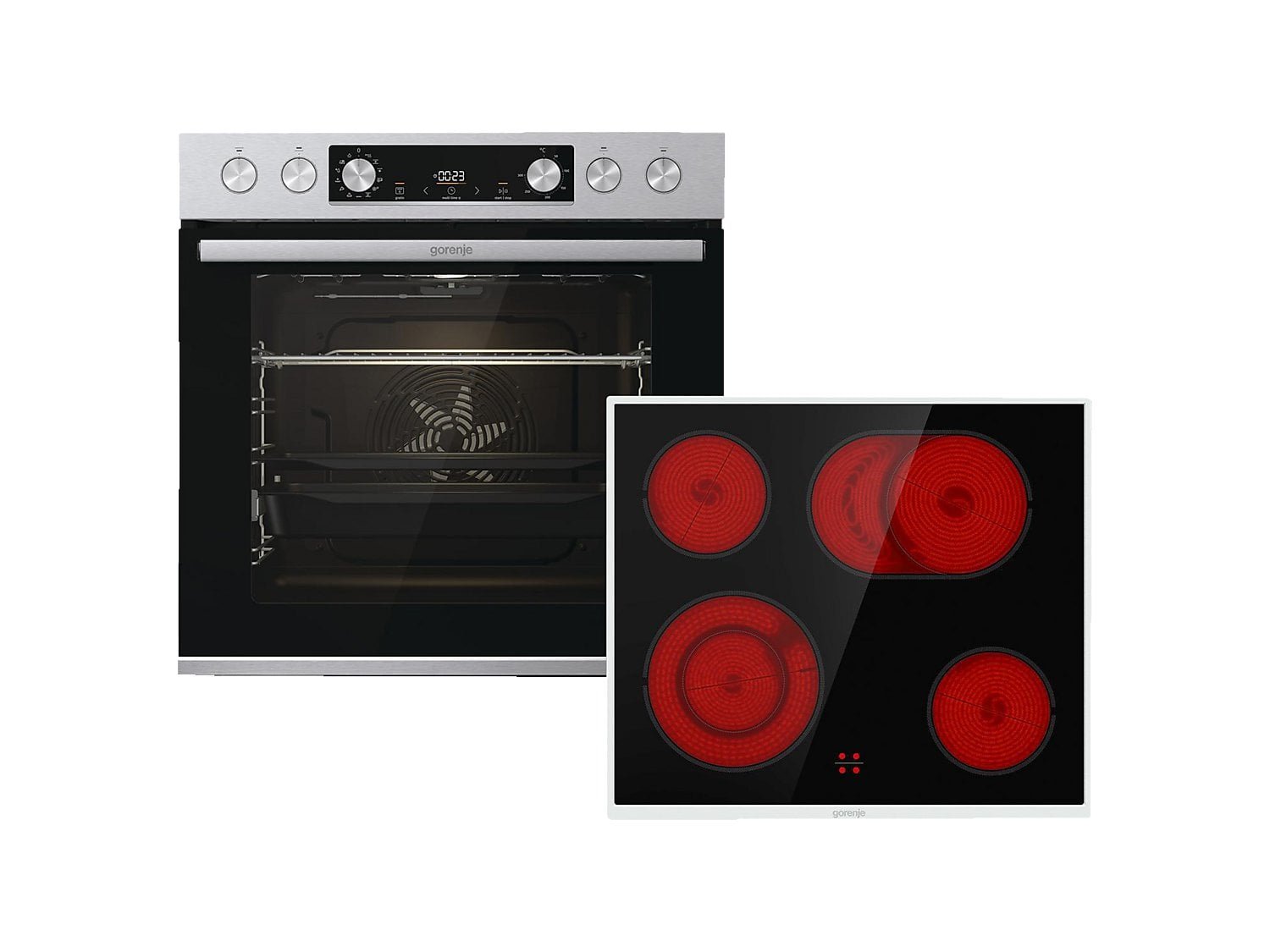GORENJE STEEL SET 4 (BCS6737E06X+ECD634X), Einbauherdset (Glaskeramik-Kochfeld, A, 77 l)